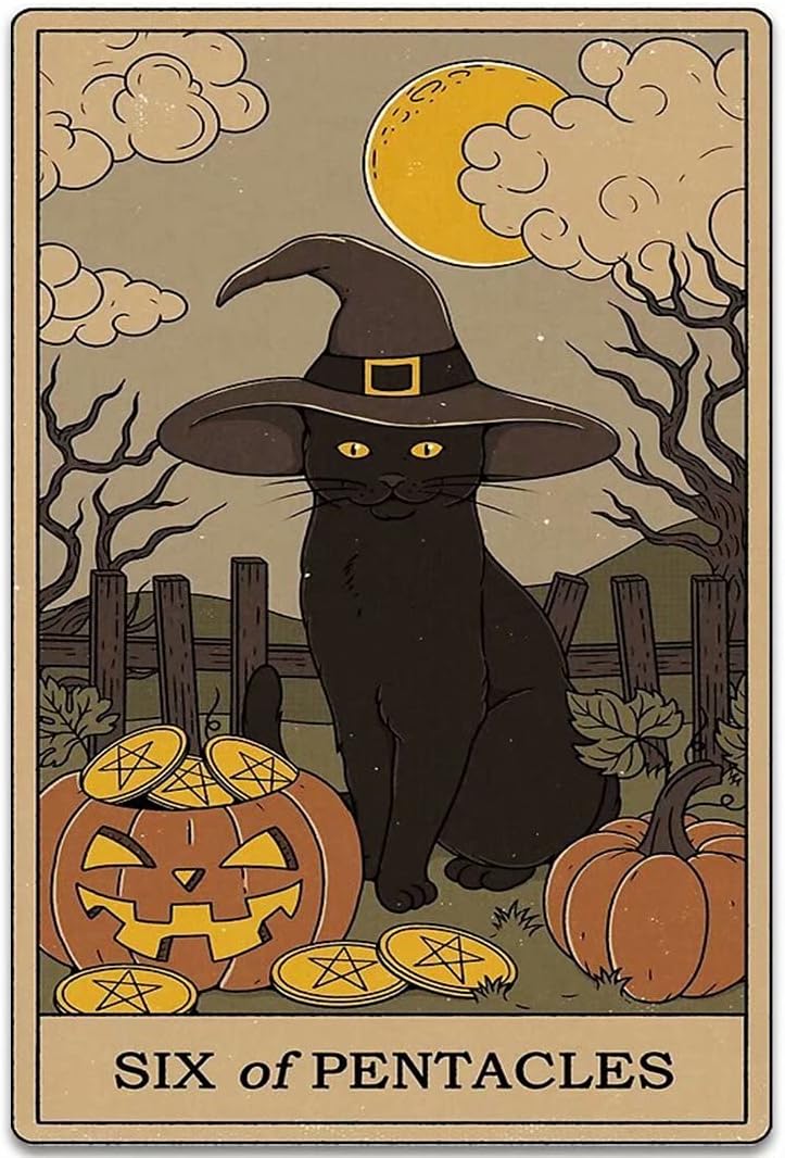 Home Decor Shop - UOAIUDT Tin Sign Six Of Pentacles