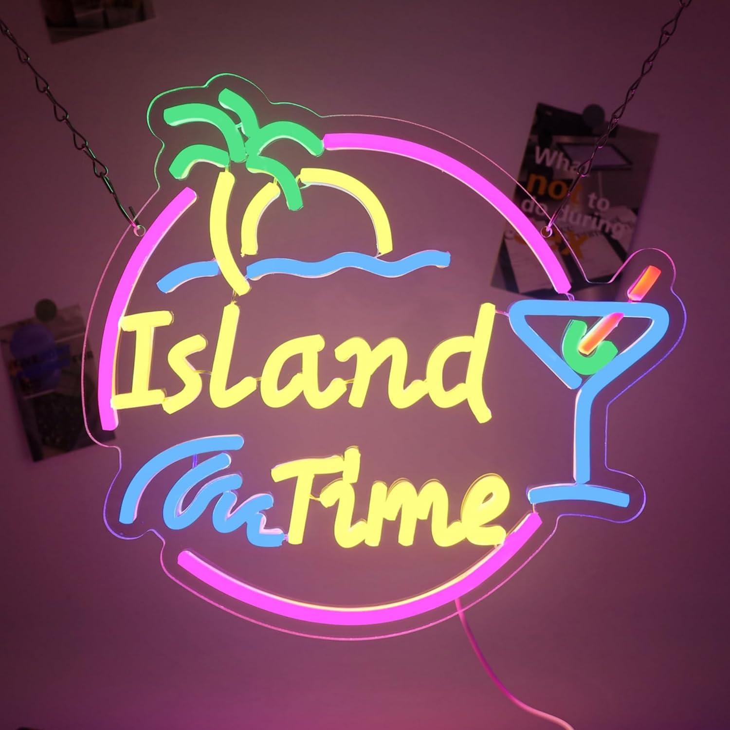 Home Decor Wall Art - Island Time Neon Sign LED Light