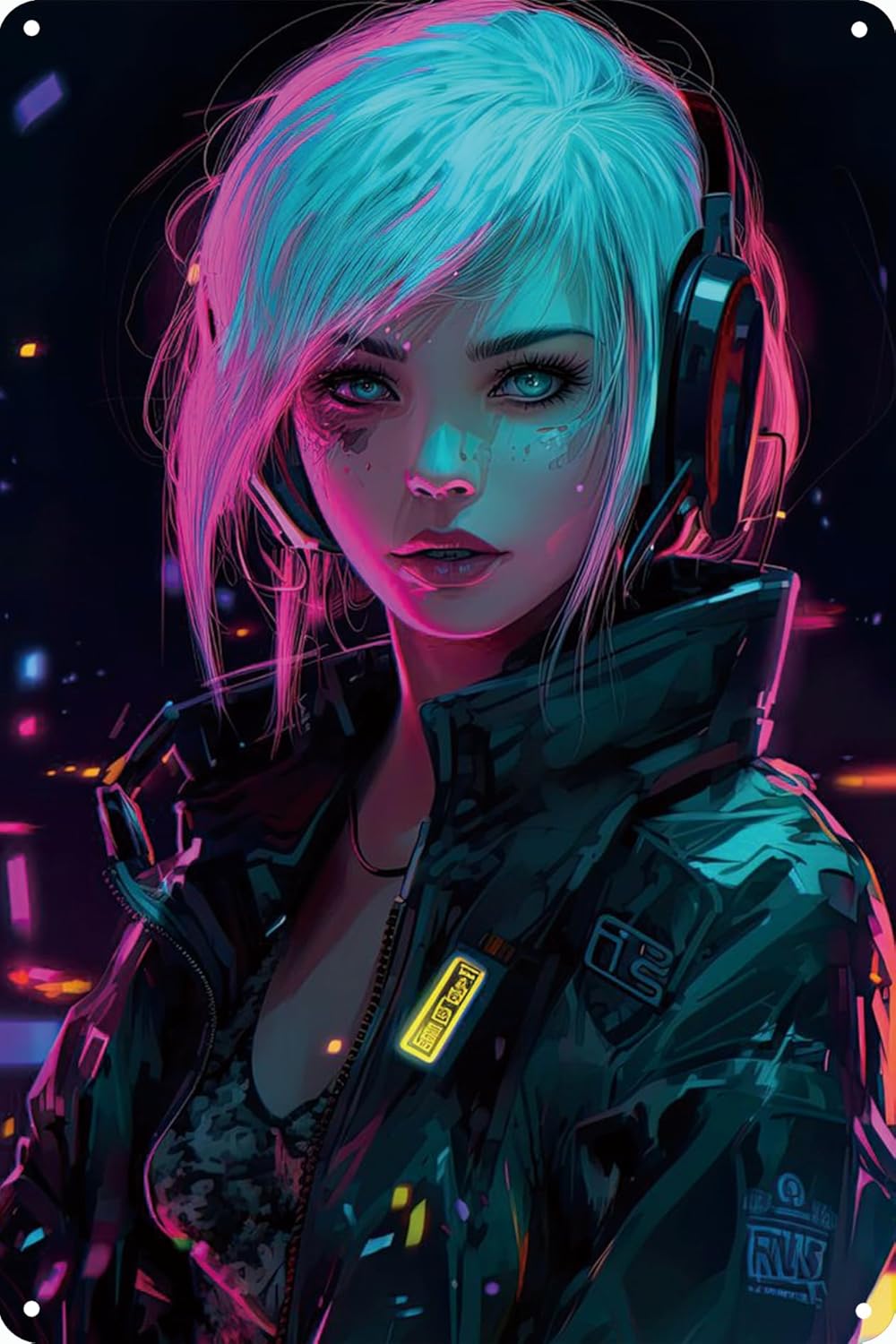 Home Decor Shop - Anime Girl Neon Metal aluminum poster