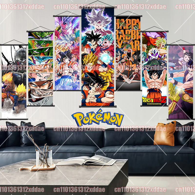 Canvas Painting - Dragon Ball Poster Scroll Painting Goku