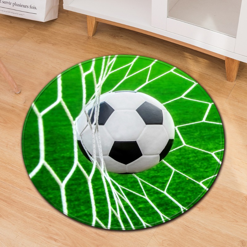 Home Decor Retailers - Soccer Theme Round Carpet Sports Style