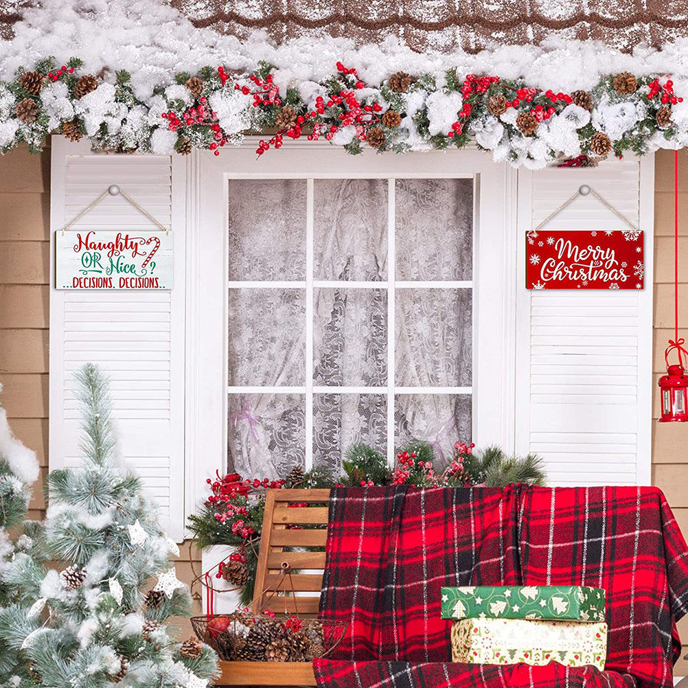 2Pcs Festive Wooden Xmas Door  – Home Decor Shop Bewertung und Preis