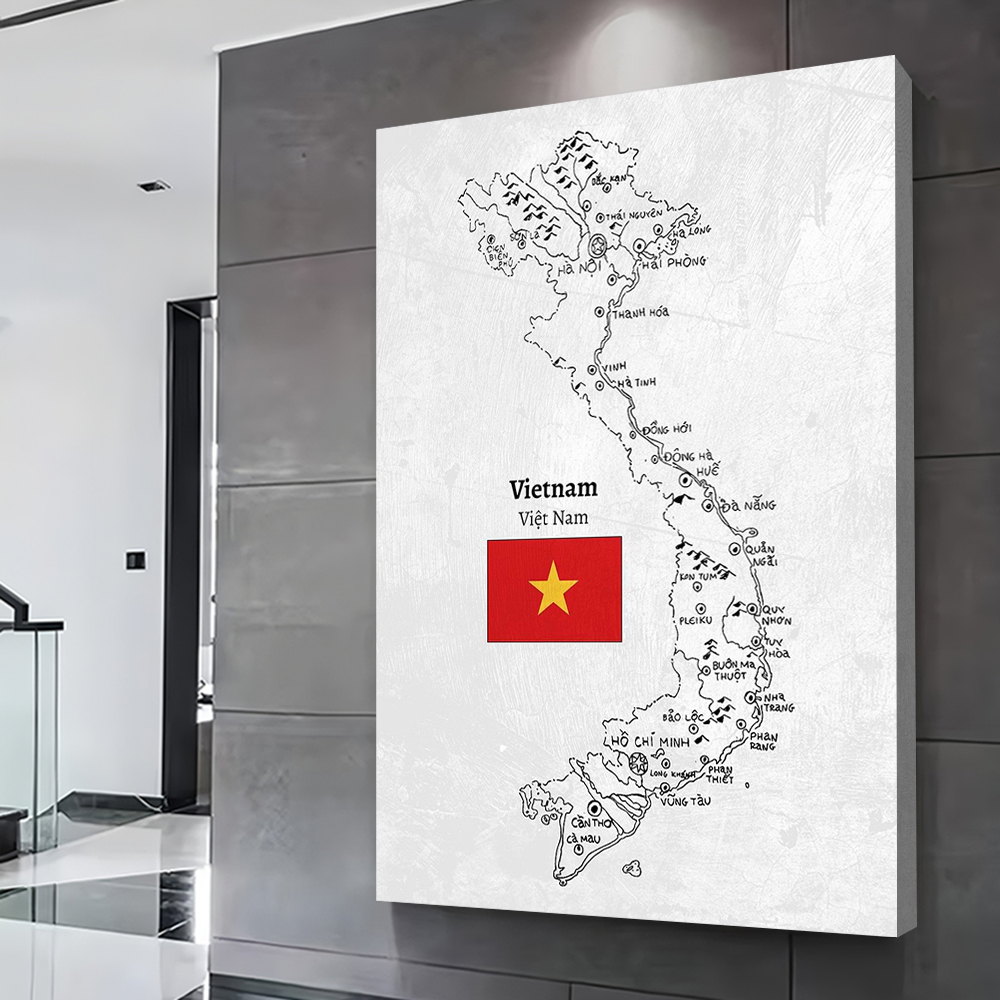 Handdrawn Vietnam Map Prints P – Home Decor Vietnam Bewertung und Preis