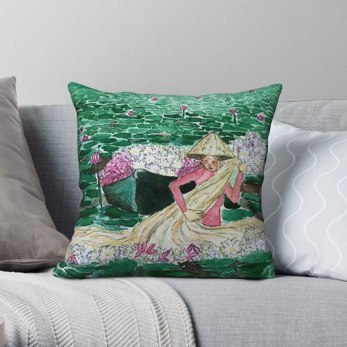 Lady Harvesting Water Lillies  – Home Decor Vietnam Bewertung und Preis