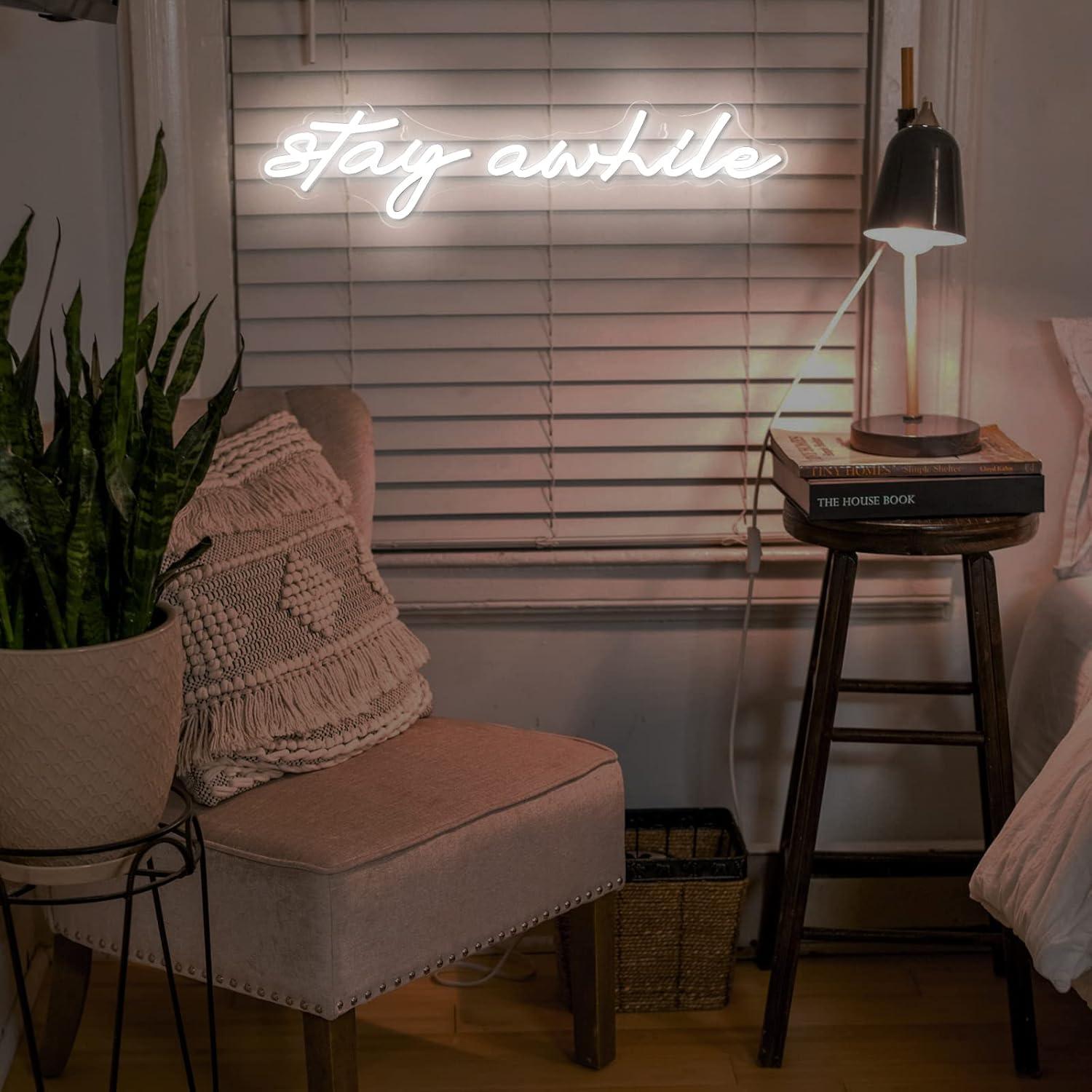 Stay Awhile Neon Signs USB Dim – Home Decor Wall Art Bewertung und Preis