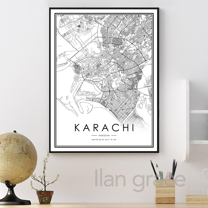 KARACHI City Map Poster ISLAMA – Home Decor Karachi Bewertung und Preis