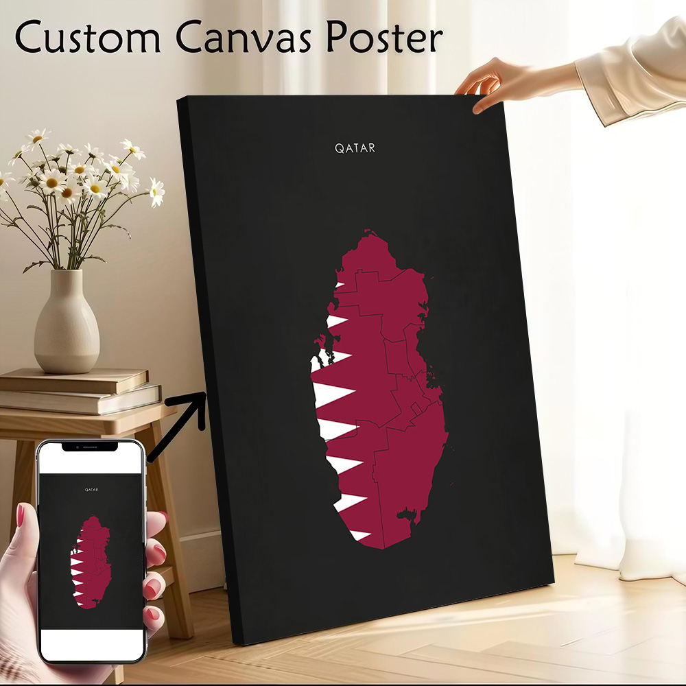 Qatar Flag Map Canvas Wall Art – Home Decor Qatar Bewertung und Preis
