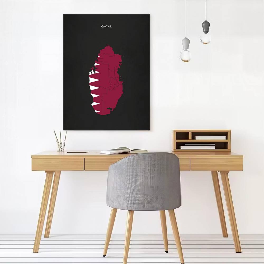 Qatar Flag Map Canvas Wall Art – Home Decor Qatar Bewertung und Preis
