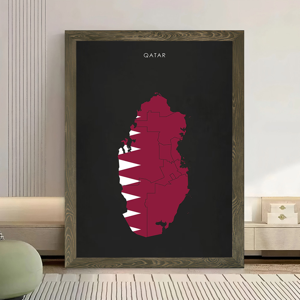 Qatar Flag Map Canvas Wall Art – Home Decor Qatar Bewertung und Preis