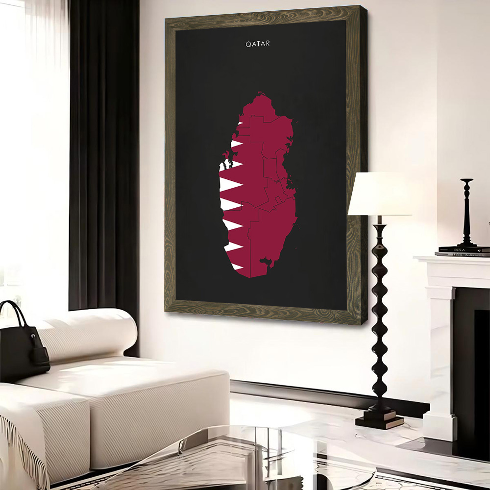 Qatar Flag Map Canvas Wall Art – Home Decor Qatar Bewertung und Preis