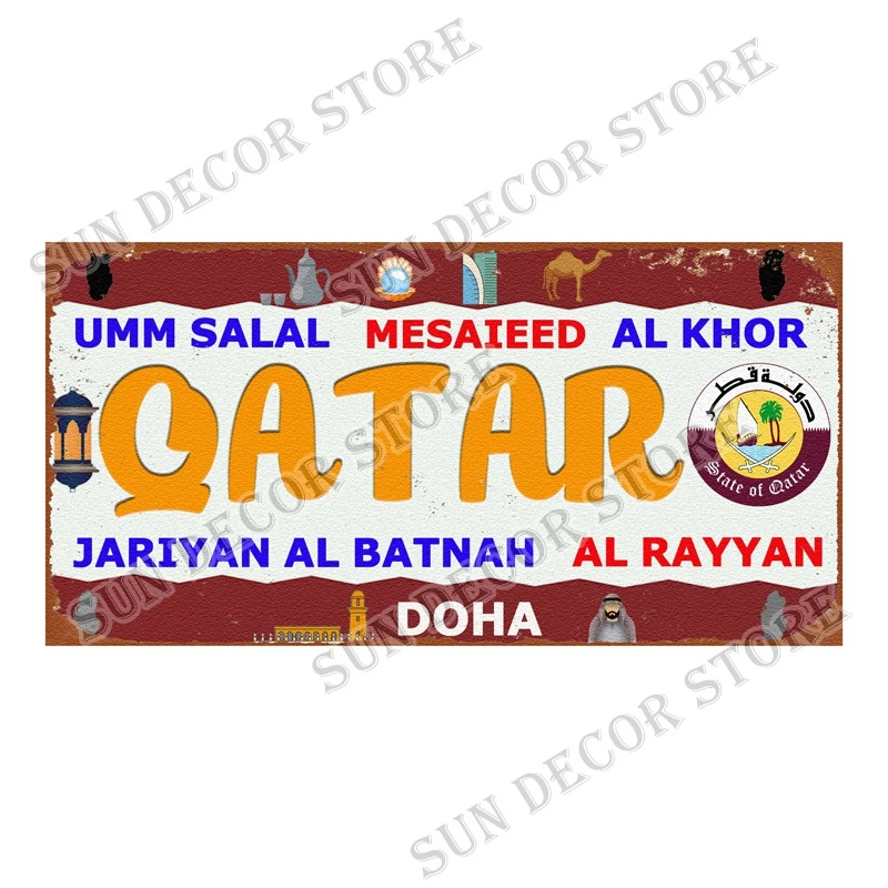 Qatar Tunisia Brazil Cuba Tin  – Home Decor Qatar Bewertung und Preis