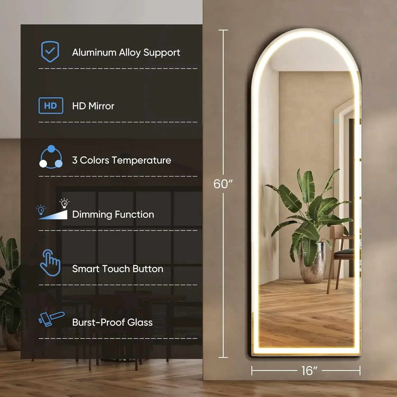 Full Body Wall Mirror with LED – Flooring Home Decor Bewertung und Preis