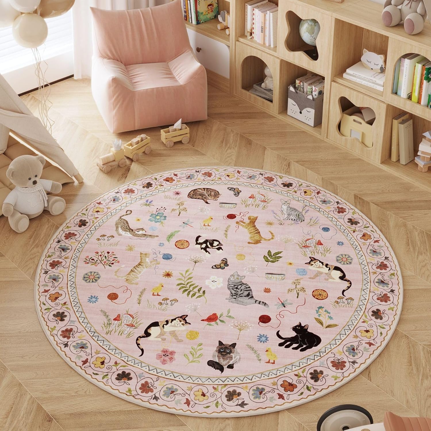 Boho Cute Cats Playing Round A – Home Decor Retailers Bewertung und Preis