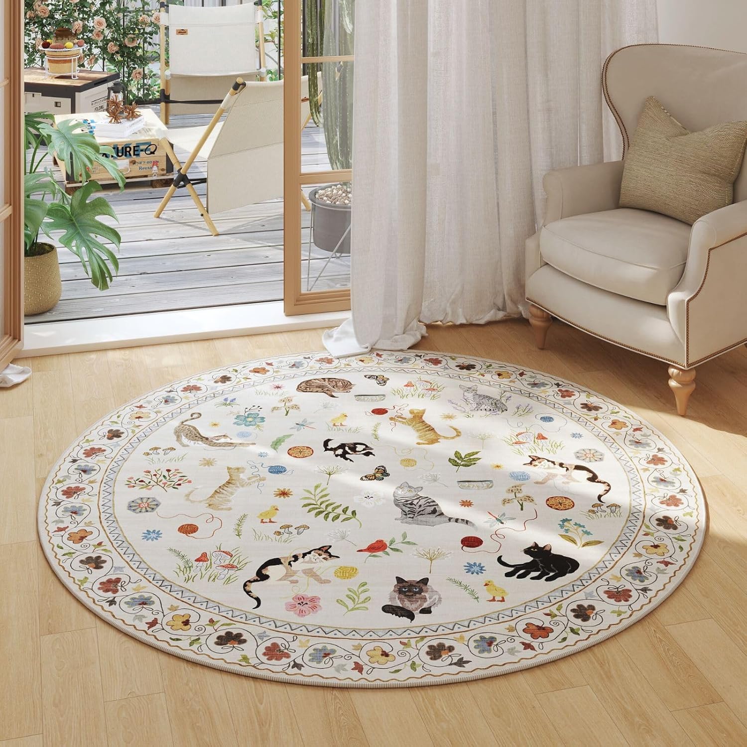 Boho Cute Cats Playing Round A – Home Decor Retailers Bewertung und Preis