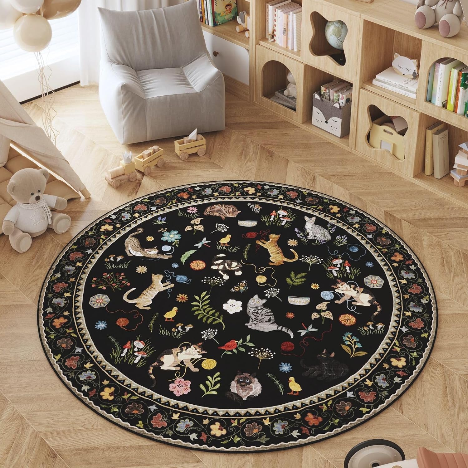 Boho Cute Cats Playing Round A – Home Decor Retailers Bewertung und Preis