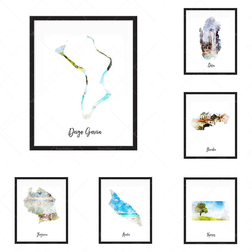 Impression de carte aquarelle  – Home Decor Qatar Bewertung und Preis