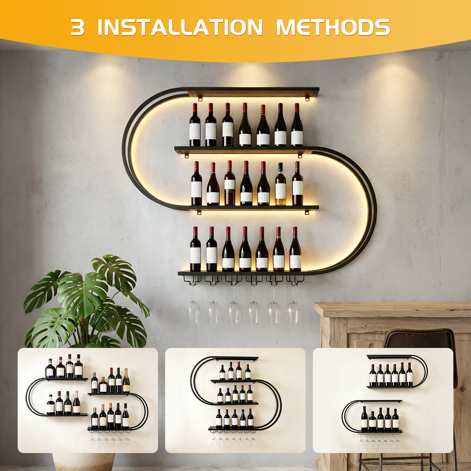 4-Tiers Floating Wine Bottle S – Floating Shelves Bewertung und Preis