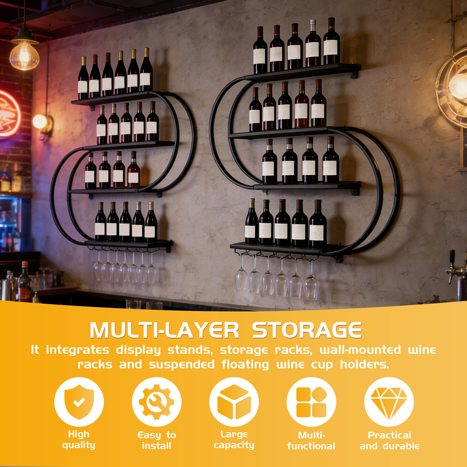 4-Tiers Floating Wine Bottle S – Floating Shelves Bewertung und Preis