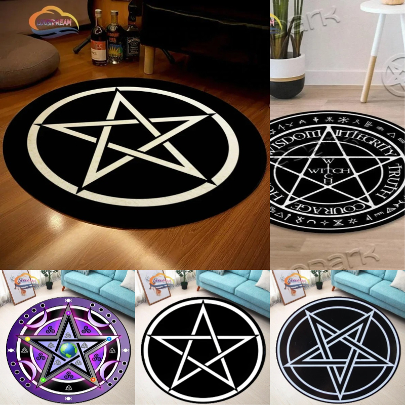 Round Black White Pentagram Ma – Home Decor Retailers Bewertung und Preis