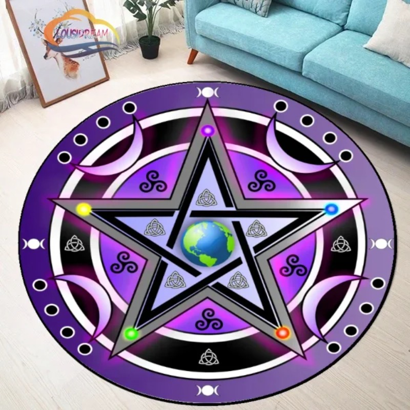 Round Black White Pentagram Ma – Home Decor Retailers Bewertung und Preis