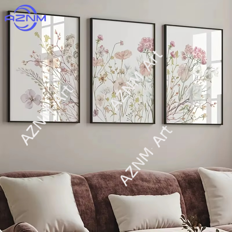 1PC/3PCS Pink Floral Canvas Ar – Home Decor Interior Bewertung und Preis