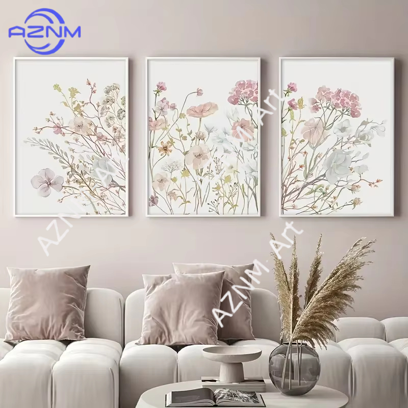 1PC/3PCS Pink Floral Canvas Ar – Home Decor Interior Bewertung und Preis